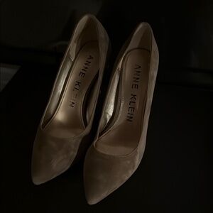 Anne Klein Tan Suede Heels with Transparent Heel